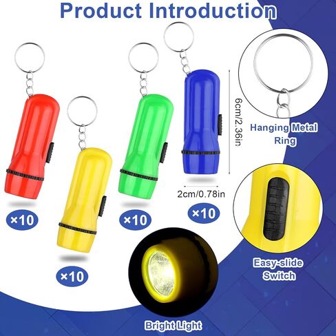 40Pcs Mini Flashlight Keychain Bulk Mini Pocket Flashlights LED Keychain Flashlights Assorted Colors Portable LED Toy Flashlight Led Key Chains Portable Light for Hiking,Camping,Party Favors in Kuwait