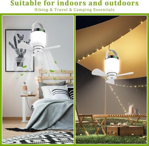 2 in 1 Camping Fan with Lantern, Tent Ceiling Fans with Lights and Remote in Kuwait