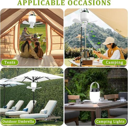 2 in 1 Camping Fan with Lantern, Tent Ceiling Fans with Lights and Remote in Kuwait