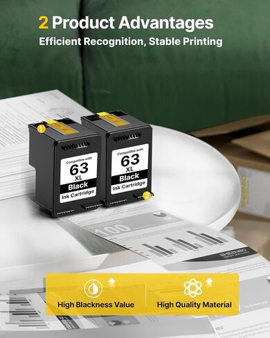 63XL Black Ink Cartridge for HP Ink 63 Black for HP Officejet 3830 2-Black in Kuwait