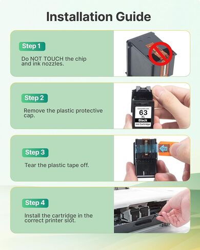 63XL Black Ink Cartridge for HP Ink 63 Black for HP Officejet 3830 2-Black in Kuwait