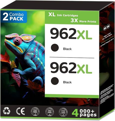 962XL Black Ink Cartridges Replacement for HP 962 Black Ink Cartridges Combo Pack (2 Pack), Compatible with HP Printer OfficeJet Pro 9025e 9018 9010 9015 9025 Printer Ink, 962 Ink Updated with V19.8.1 in Kuwait