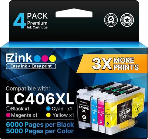 E-Z Ink LC406XL Ink Cartridges for Brother Printer MFC-J5855DW MFC-J4335DW in Kuwait