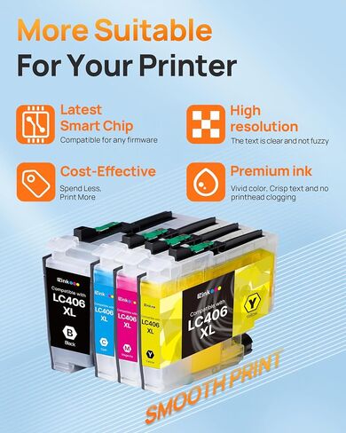E-Z Ink LC406XL Ink Cartridges for Brother Printer MFC-J5855DW MFC-J4335DW in Kuwait