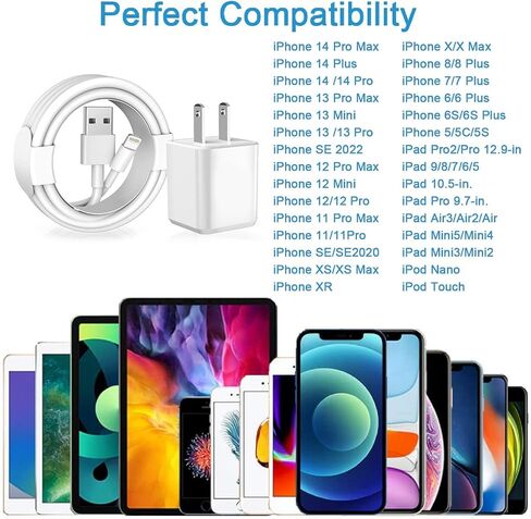 [MFi Certified] iPhone Charger 2Pack 6FT Long Lightning Cable Fast Charging in Kuwait