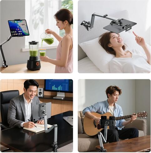 Aluminum Alloy Rotatable Plate Bracket Holder, Mechanical Arm, Universal Cantilever, Universal Metal Desktop Dual Device Bracket, for iPhone, iPad, Tablet, PC Phones in Kuwait