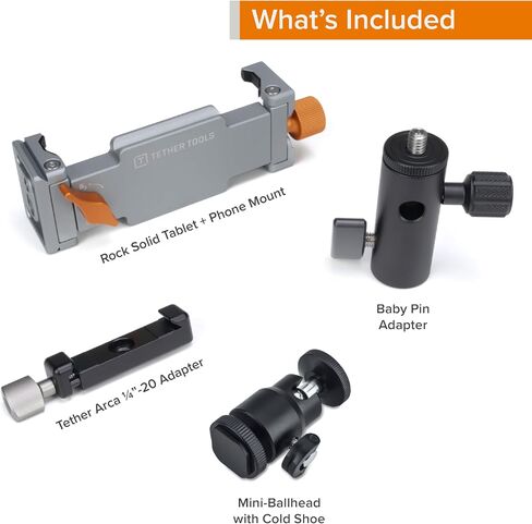 Tether Tools Rock Solid Tablet + Phone Mounting System | Arca-Compatible | Mounts on1/4-20 & 3/8"-16 arms and Clamps | Fits 3.5–9.3" Devices in Kuwait