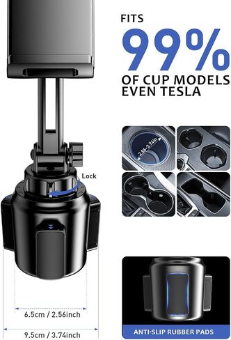 Tablet Holder for Car Cup: for iPad Cupholder Vehicle Mount with 𝗛𝗲𝗶𝗴𝗵𝘁 𝗔𝗱𝗷𝘂𝘀𝘁𝗮𝗯𝗹𝗲 Tab Mount Holder compatible with 4.7"-16.1" Cell Phone & Tablet Stand for Driver Travel Accessories in Kuwait