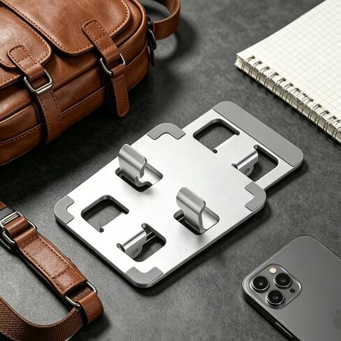 Foldable Cell Phone Stand for Desk Multi-Angle Adjustable Aluminum Holder Anti-Skid Protection Pocket Size Travel Dock Compatible with 4-10 Inch Phones Tablets for Online Class Movie Watching in Kuwait
