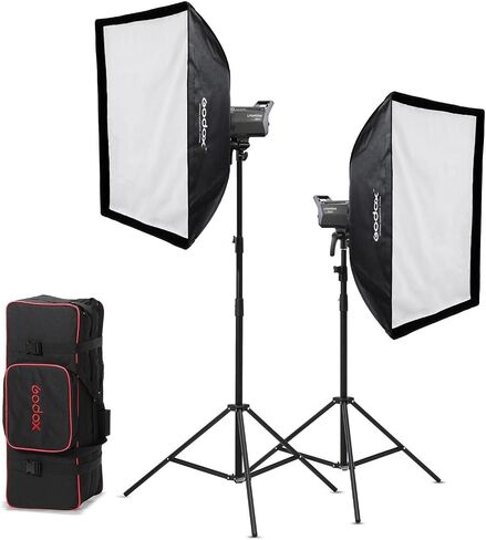 Godox LA200Bi Bi-Color LED Light Kit, 200W Adjustable 2800K–6500K, CRI/TLCI 96+, Bowens Mount, App & DMX Control, Reflector, and Carrying Case for Studio, Film, Portrait, Live Streaming, and Video in Kuwait