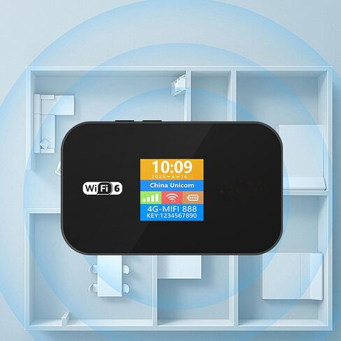 4G LTE WiFi 6 Mobile Router, Portable WiFi Hotspot with 3000mAh Battery and LED Screen, for 32 Devices Simultaneous Connection and Data Roaming in Kuwait