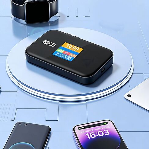 4G LTE WiFi 6 Mobile Router, Portable WiFi Hotspot with 3000mAh Battery and LED Screen, for 32 Devices Simultaneous Connection and Data Roaming in Kuwait