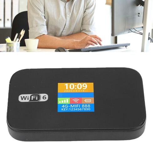 4G LTE WiFi 6 Mobile Router, Portable WiFi Hotspot with 3000mAh Battery and LED Screen, for 32 Devices Simultaneous Connection and Data Roaming in Kuwait
