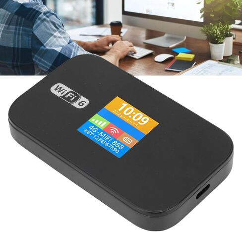 4G LTE WiFi 6 Mobile Router, Portable WiFi Hotspot with 3000mAh Battery and LED Screen, for 32 Devices Simultaneous Connection and Data Roaming in Kuwait