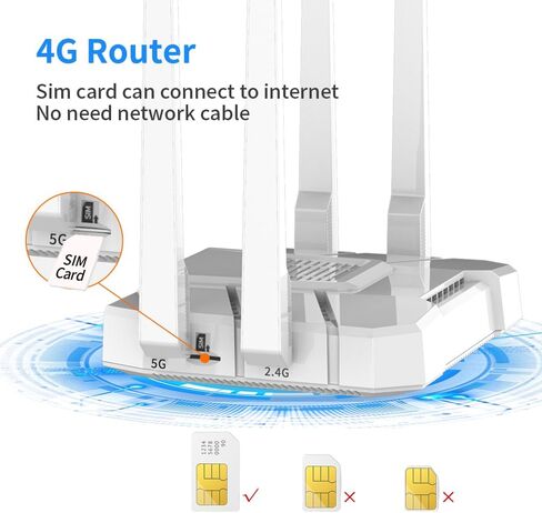 4G LTE Router AC1200 Dual Band Wireless Router with SIM Card Slot Unlocked, SD Slot, USB 3.0 (Work with T-Mobile AT&T Verizon) WE1326-BKC in Kuwait
