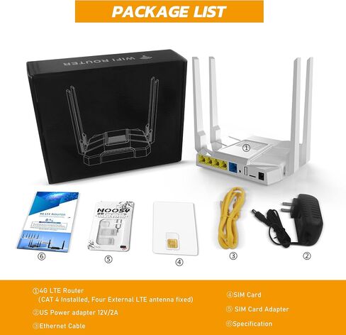 4G LTE Router AC1200 Dual Band Wireless Router with SIM Card Slot Unlocked, SD Slot, USB 3.0 (Work with T-Mobile AT&T Verizon) WE1326-BKC in Kuwait