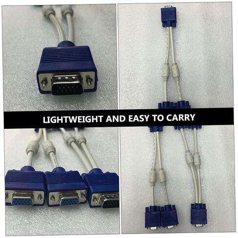 Gatuida 2 Pcs VGA Splitter Cable ABS Copper Male to Dual Female Adapter in Kuwait