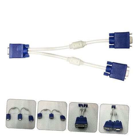 Gatuida 2 Pcs VGA Splitter Cable ABS Copper Male to Dual Female Adapter in Kuwait