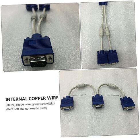 Gatuida 2 Pcs VGA Splitter Cable ABS Copper Male to Dual Female Adapter in Kuwait
