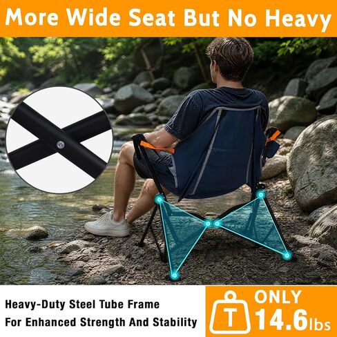 Romswi 1 Pcs Hammock Chair, Oversized Portable Folding Swinging Chair with Adjustable Back & Seat, Supports 440lbs for Outdoor, Patio, Lightweight Camp Chair Blue(Without footrest) in Kuwait