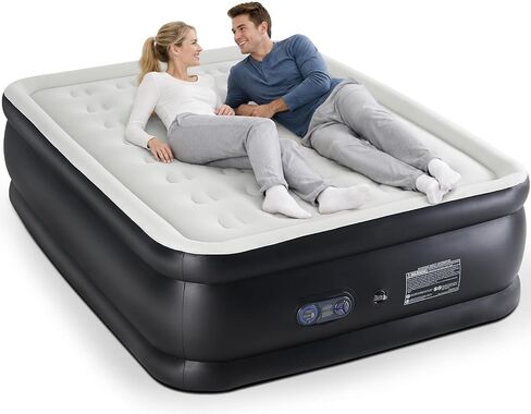 Sweetcrispy Weight Capacity 660 lbs Air Bed, Double Height, Non-Slip Bottom Design, Queen Air Mattress - 22" Inflatable Blow Up Airbed with Built-in High Capacity Pump for Home or Camping in Kuwait