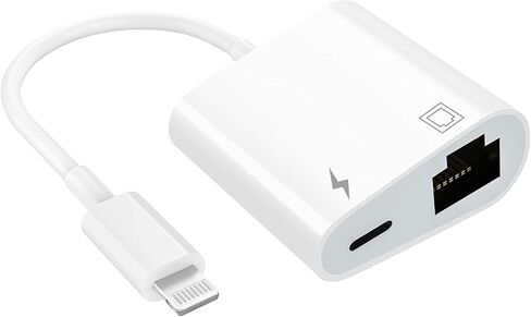 Apple MFi Certified Lightning to Ethernet Adapter - 2 in 1 RJ45 Ethernet LAN Network Adapter with Charge Port for iPhone/iPad/iPod, Plug and Play, Supports 100Mbps Network in Kuwait