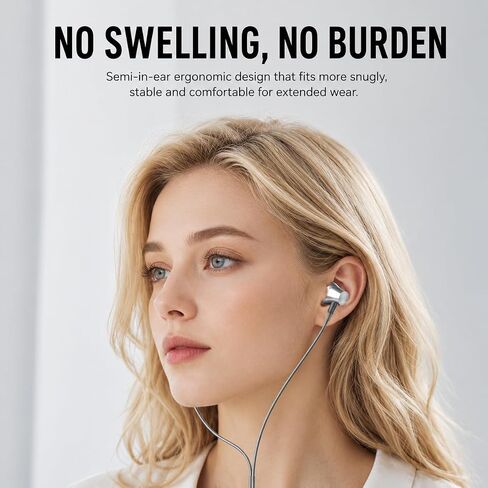 USB C Wired Earbuds with Microphone, Semi in-Ear Earphones with 10mm Dynamic Driver, Built-in Digital Audio Chip, Stereo Headphones for USB-C Devices in Kuwait