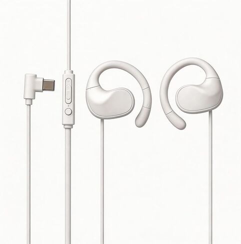 【 Plug and Play 】 HiFi Gaming Hanging Ear Wired Headphones, Elastic Design, Excellent High and Low Frequencies, Lightweight and Comfortable, Suitable for Running and Daily Outings in Kuwait