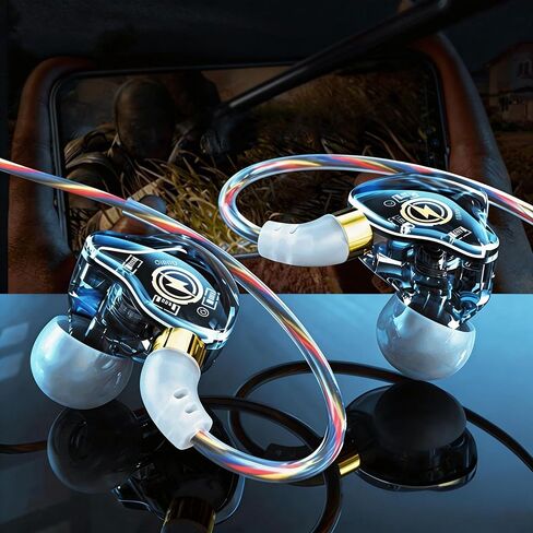 【 HiFi Stereo Surround - 3.5mm 】 Gaming in Ear Wired Headphones with Hanging and Noise Cancelling Design, Wired Microphone, High-Definition Calling, Suitable for Hip-hop in Kuwait