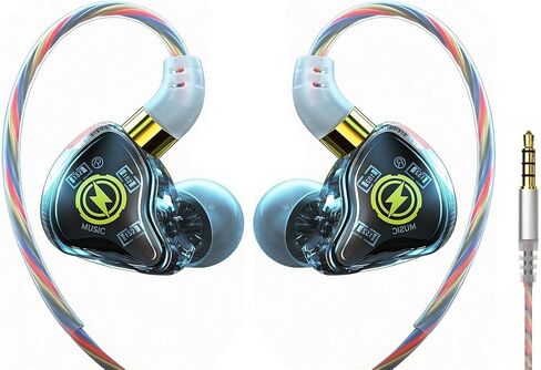 【 HiFi Stereo Surround - 3.5mm 】 Gaming in Ear Wired Headphones with Hanging and Noise Cancelling Design, Wired Microphone, High-Definition Calling, Suitable for Hip-hop in Kuwait