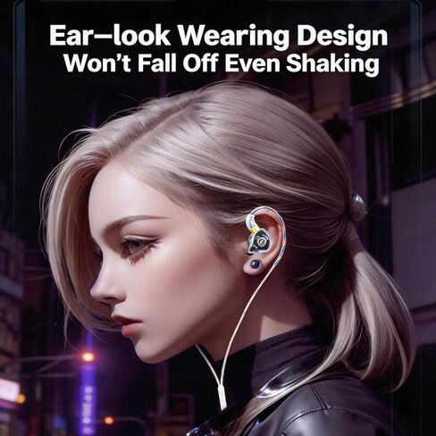 【 HiFi Stereo Surround - 3.5mm 】 Gaming in Ear Wired Headphones with Hanging and Noise Cancelling Design, Wired Microphone, High-Definition Calling, Suitable for Hip-hop in Kuwait