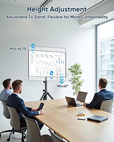 Portable Tripod TV Stand for 26-75 inch TVs, Outdoor TV Stand Mount with 15° Tilt, Height Adjustable Floor TV Stands for Flat/Curved Screens up to 100lbs, Max VESA 600x400mm, FORGINGMOUNT in Saudi Arabia