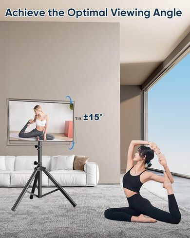 Portable Tripod TV Stand for 26-75 inch TVs, Outdoor TV Stand Mount with 15° Tilt, Height Adjustable Floor TV Stands for Flat/Curved Screens up to 100lbs, Max VESA 600x400mm, FORGINGMOUNT in Saudi Arabia