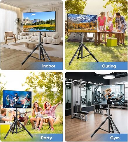 Portable Tripod TV Stand for 26-75 inch TVs, Outdoor TV Stand Mount with 15° Tilt, Height Adjustable Floor TV Stands for Flat/Curved Screens up to 100lbs, Max VESA 600x400mm, FORGINGMOUNT in Saudi Arabia