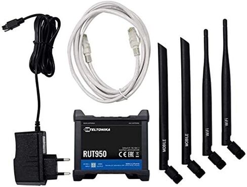 Teltonika RUT950K02400 Model RUT950 Industrial 4G LTE Wi-Fi WAN Cellular Router for Verizon, Automatic Switch to Available Backup Connection; Wireless Access Point with Hotspot Functionality in Kuwait