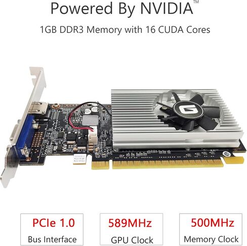 Glorto GeForce GT 210 1024 MB DDR3 Low Profile Graphics Card, PCI Express 1.0 x16, Entry Level GPU for PC, SFF and HTPC (HDMI/VGA) in Kuwait