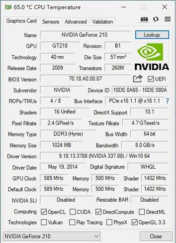 Glorto GeForce GT 210 1024 MB DDR3 Low Profile Graphics Card, PCI Express 1.0 x16, Entry Level GPU for PC, SFF and HTPC (HDMI/VGA) in Kuwait