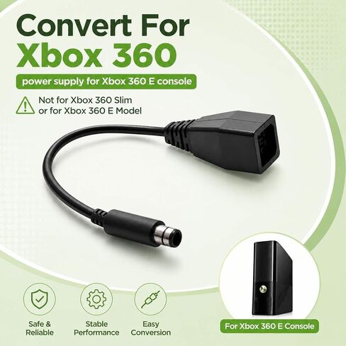 Power Cable Adapter Converter Cord for Xbox 360 to 360 E, 360-360E Adapter Converter Cord Power Supply Transfer Cable in Kuwait