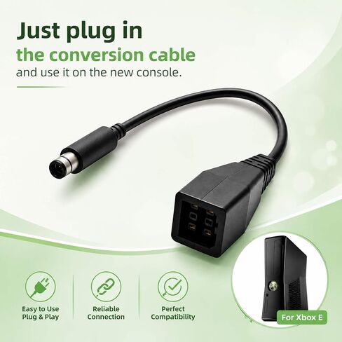 Power Cable Adapter Converter Cord for Xbox 360 to 360 E, 360-360E Adapter Converter Cord Power Supply Transfer Cable in Kuwait