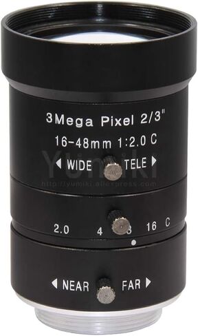Microscope Camera, Machine Vision Lens HD 16-48mm 2/3" IR C-Mount Varifocal Manual Iris for CCTV Security Cameras Industrial Camera in Kuwait