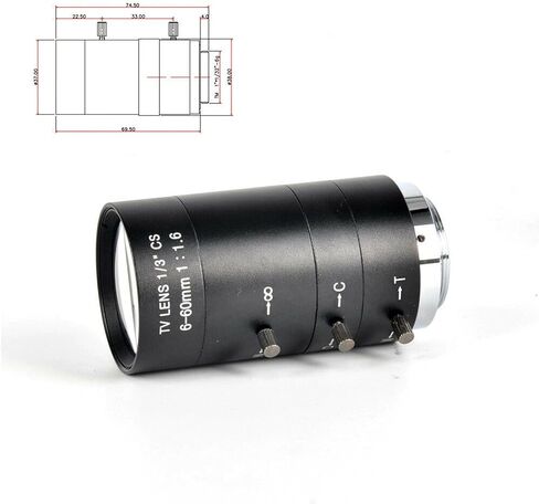 Microscope Camera, 6-60mm 1/3" Industrial Camera Manual Zoom Lens Mount CCTV in Kuwait