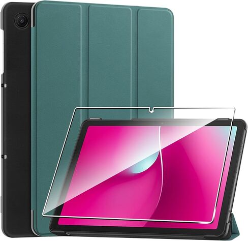Case for T-Mobile REVVL Tab 2 5G,Protective Case with [1 Pack] Tempered Glass Screen Protector, [PU Leather] [Protective Ultra Thin][Stand Function] [Anti Scratch]-Black in Kuwait