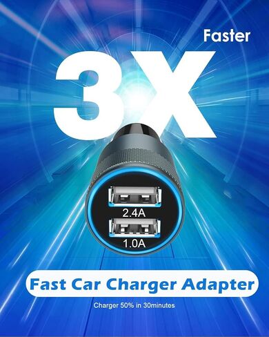 2 Pack(3.4A) USB Car Charger Dual USB Ports Cigarette Lighter USB Charger in Kuwait