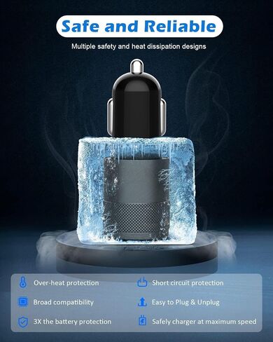 2 Pack(3.4A) USB Car Charger Dual USB Ports Cigarette Lighter USB Charger in Kuwait