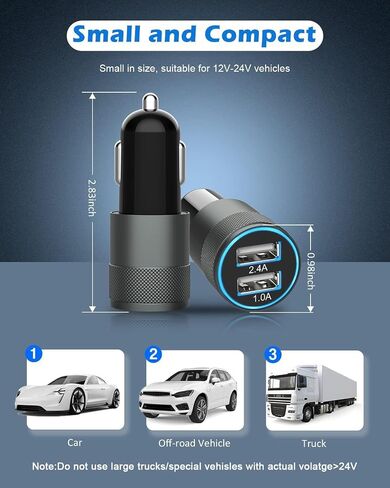 2 Pack(3.4A) USB Car Charger Dual USB Ports Cigarette Lighter USB Charger in Kuwait