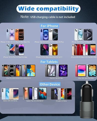 2 Pack(3.4A) USB Car Charger Dual USB Ports Cigarette Lighter USB Charger in Kuwait