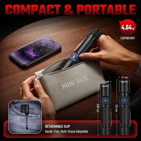 DARKDAWN Red Light Flashlight, LED Rechargeable USB Redlight Flashlight in Kuwait