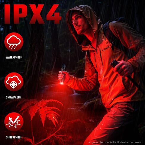 DARKDAWN Red Light Flashlight, LED Rechargeable USB Redlight Flashlight in Kuwait