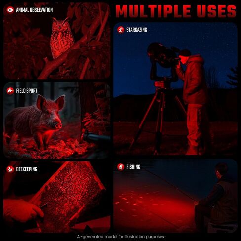 DARKDAWN Red Light Flashlight, LED Rechargeable USB Redlight Flashlight in Kuwait
