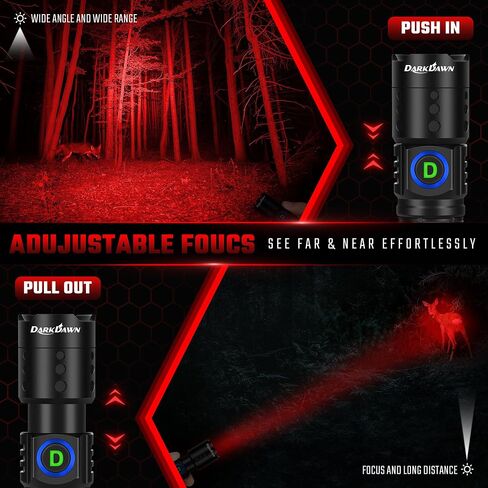 DARKDAWN Red Light Flashlight, LED Rechargeable USB Redlight Flashlight in Kuwait